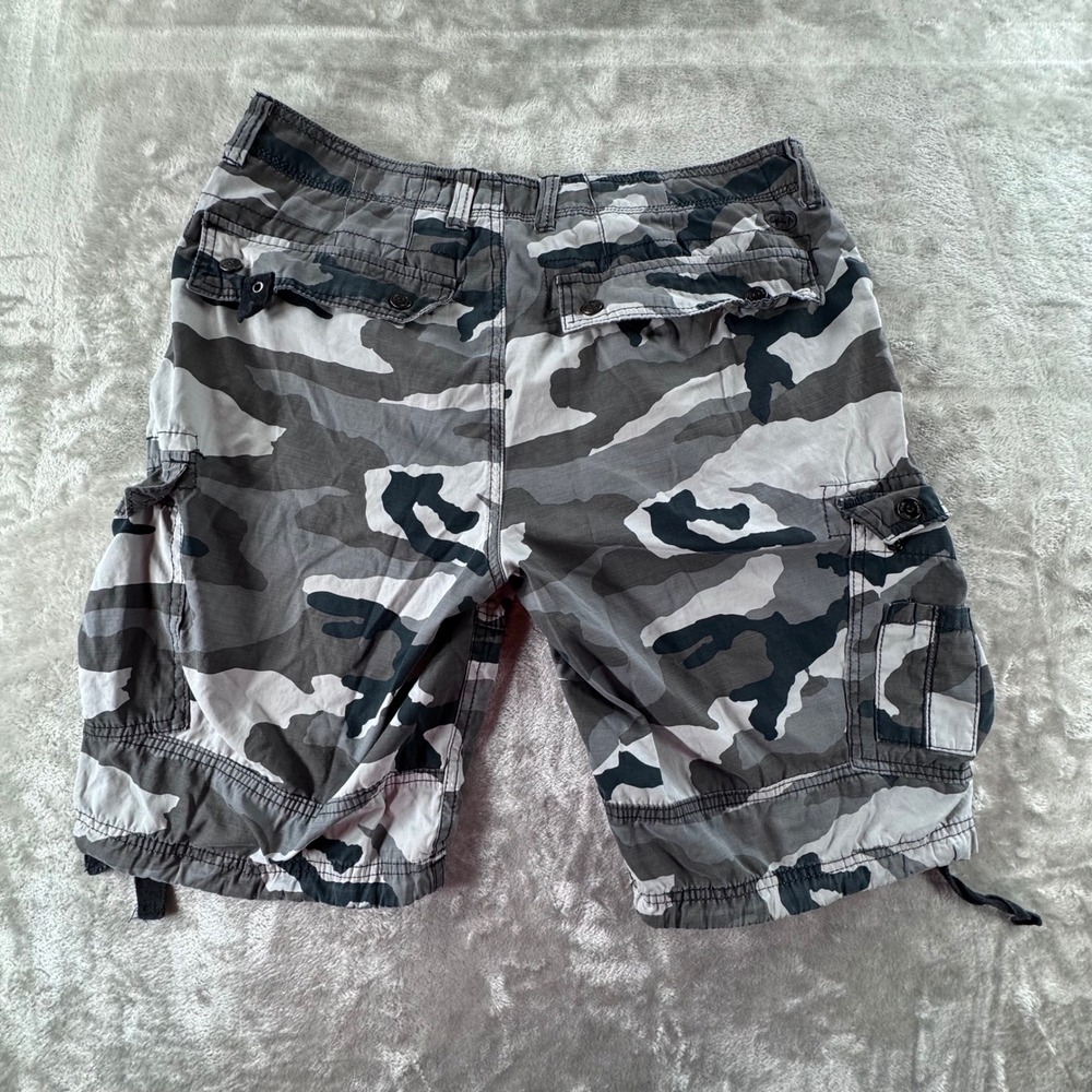 Ecko Unltd Camo Cargo Shorts Mens 32 Streetwear Y2K Skate Utility Baggy Gray - Picture 14 of 14